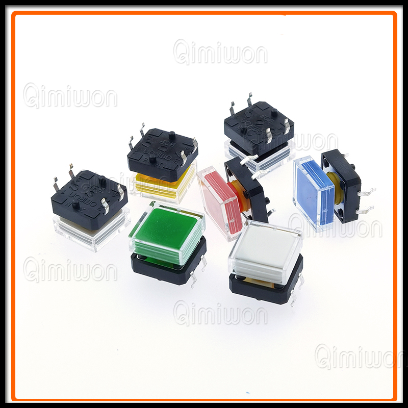 10 Stuks B3f Tactiele Drukknopschakelaar + A14 Kleur Hoed 10 Stuks + Transparante Dop 10 Stuks Kortstondige Tact Touch Microschakelaar 12*12*7.3Mm
