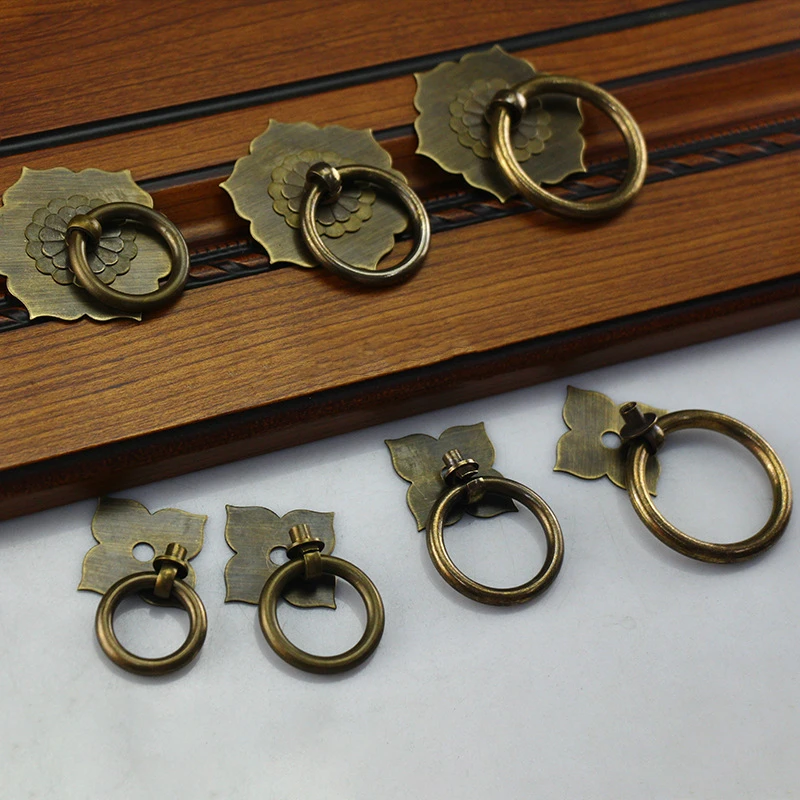 Chinese klavertje vier trekring antieke ring kastdeur handvat ophangring meubelgreep puur koperen deurring