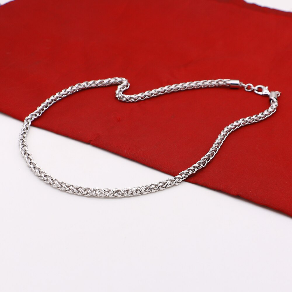 Joyería de plata de para hombre, Collar de plata 100% 925, de patrón tejido, cadena de plata sólida, tamaño 5mm 51cm, de cumpleaños, Bisutería