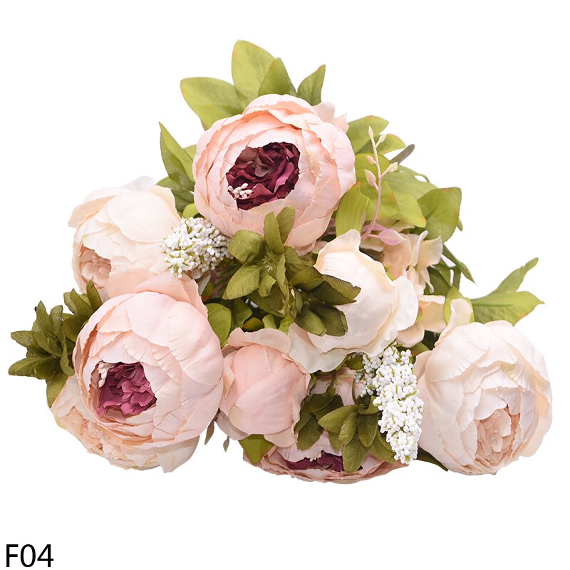 1 boeket Kunstmatige Pioen Bloemen Zijde Pioen Roos Bloem 6Big Hoofd 2Bud Valse Bloem Voor DIY Thuis Hotel Bruiloft Decoratie krans: F04 mix pink