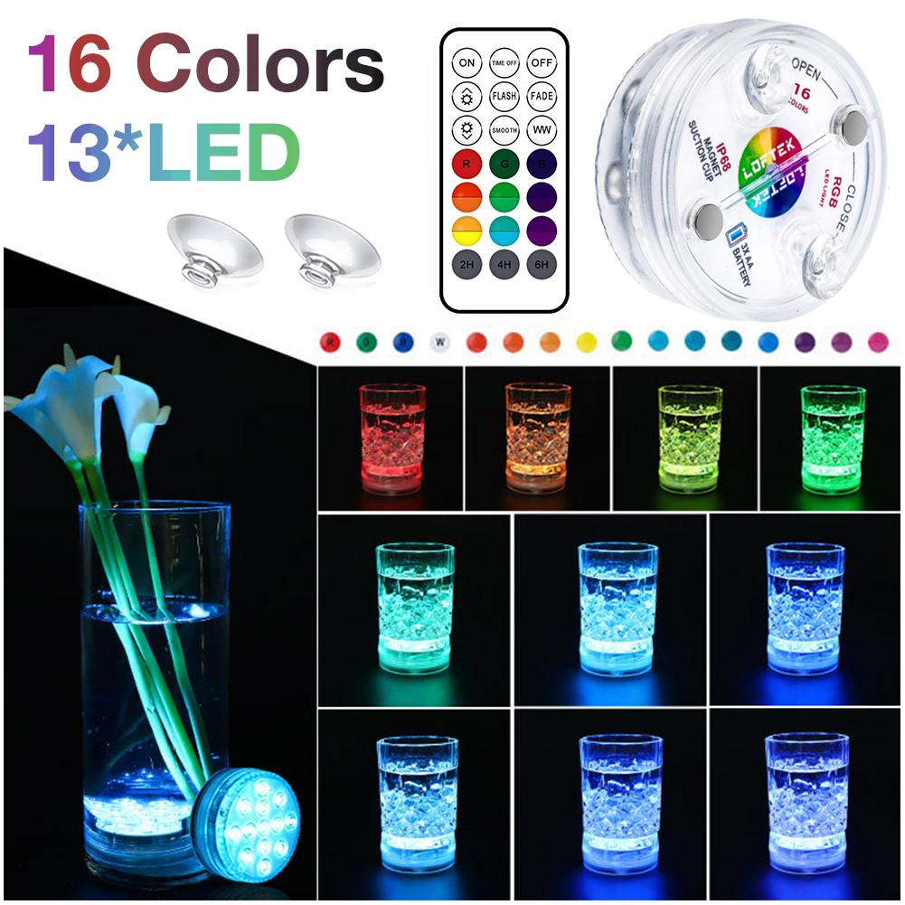 13 Led Remote Control RF Submersible Light Battery Operated Underwater Night Lamp Outdoor Vase Bowl Garden Party Decoration