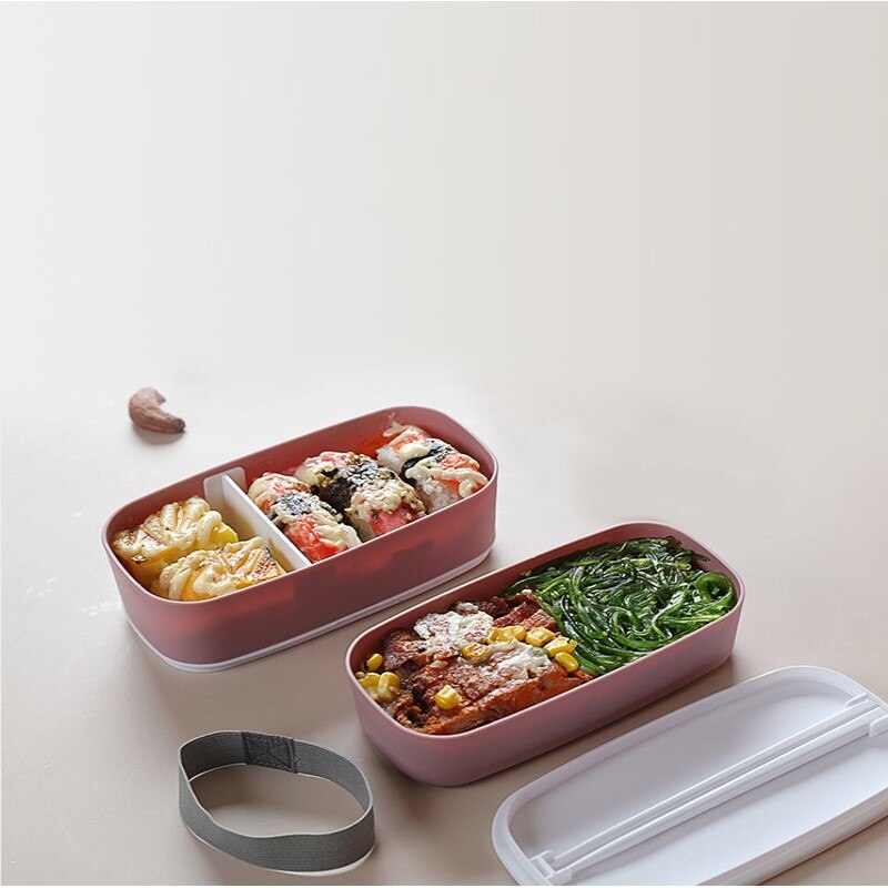 Japanse Lunchbox Voor Kinderen Magnetron Voedsel Container Met Compartiment Servies Lekvrije 2 Layer Bento Box Voedsel Servies