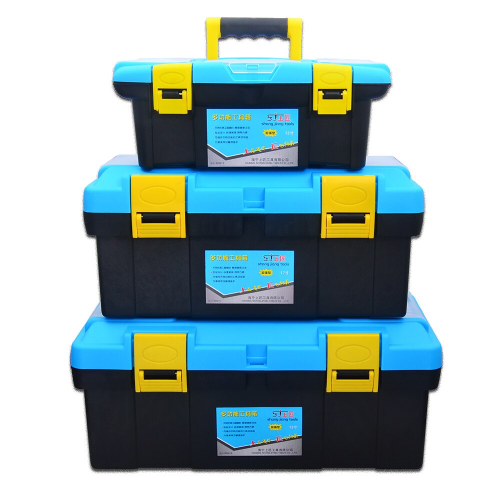 1 Pcs 15 Inch Plastic Tool Box Multifunctional Household Maintenance Tool Box Reinforced Vehicle Mounted Storage Box