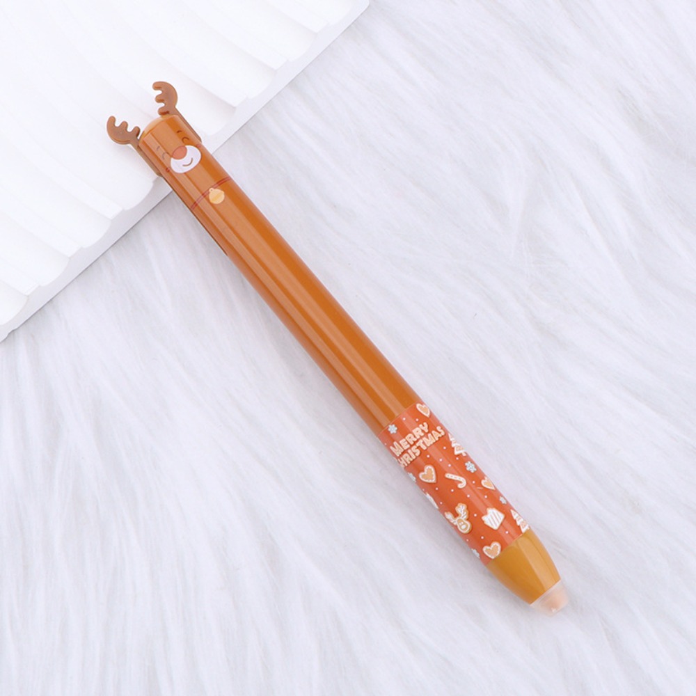 Cartoon Erasable Ballpoint Pen Animal Quick-drying Neutral Pen Double Ink Color Signature Pens Stationery: light green