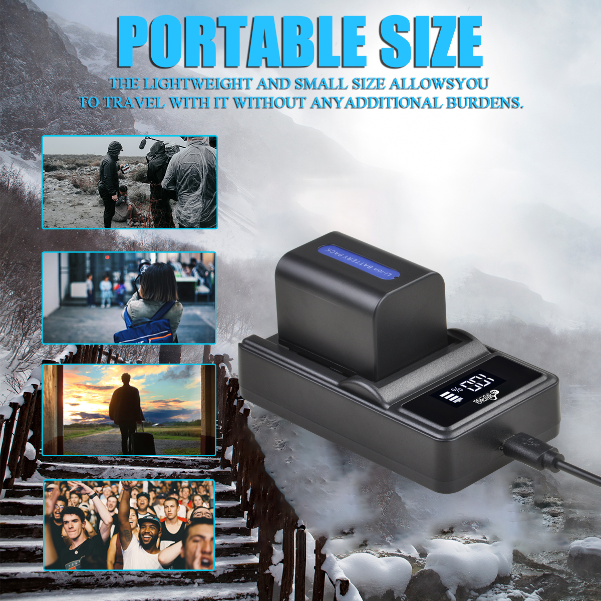 Batteria NPFH70 NP-FH70 + caricatore USB portato per Sony NP-FH30 NP-FH40 NP-FH60 NP-FH50 serie NP-FH70 HDR-XR