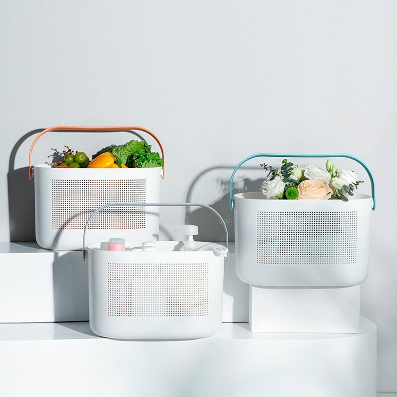 Bathroom Storage Basket Japanese-style Plastic Toiletry Storage Basket Large Hollow Bath Basket Bathroom Portable Bath Basket