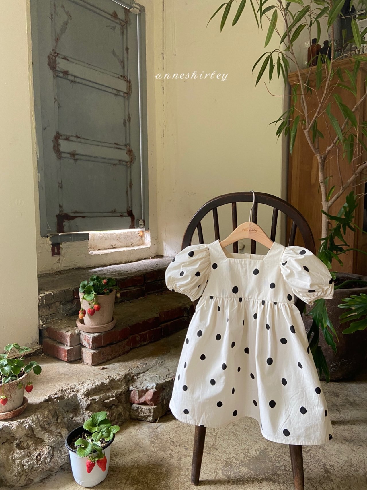 2022 Zomer Meisjes Dot Jurk Baby Bladerdeeg Mouw Jurk Mode Meisjes Kleding Dunne Katoen Vierkante Kraag Kinderen Prinses Jurk