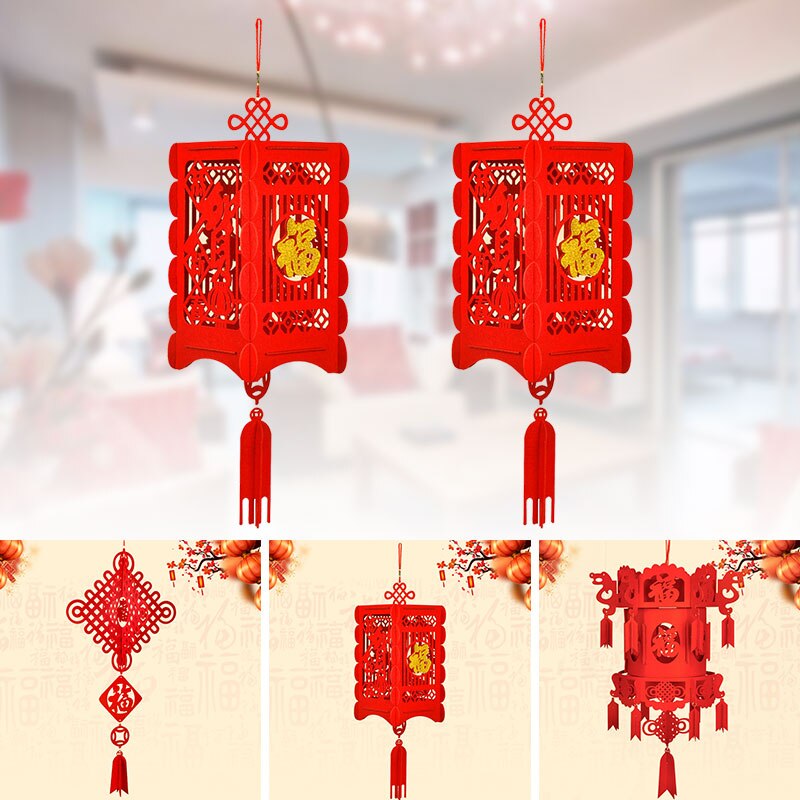 Hanging Chinese Lantern Happy Year Spring Festival Beautiful Best Wishes Ornaments Decorate Chinese Red Lantern