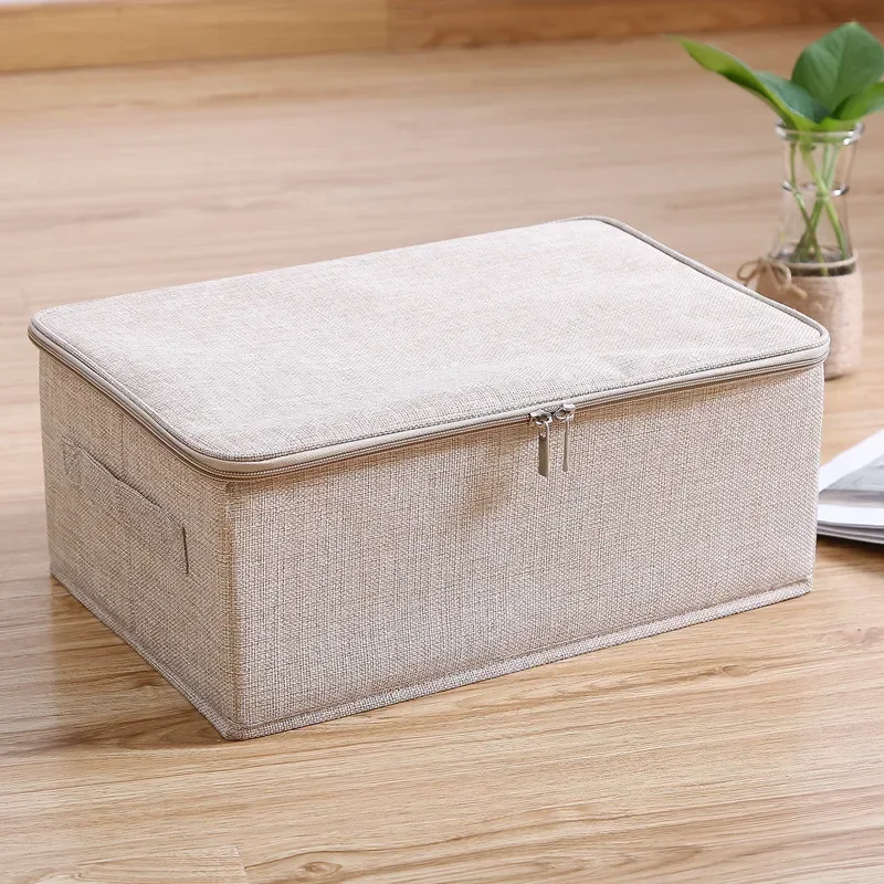 Kleding Opbergbakken Met Ritssluiting Met Handgrepen Opvouwbare Katoenen Linnen Stof Kubus Mand Organizer Container Box: XL / Licht Groen