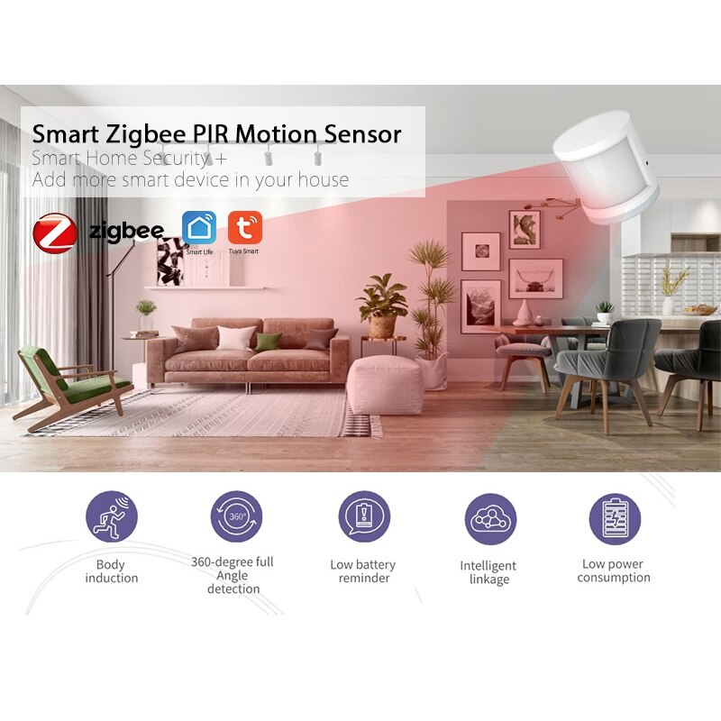 Super Mini Tuya ZigBee PIR Motion Sensor Wireless Passive Infrared Detector Smart Home Security Burglar Alarm Sensor APP Control