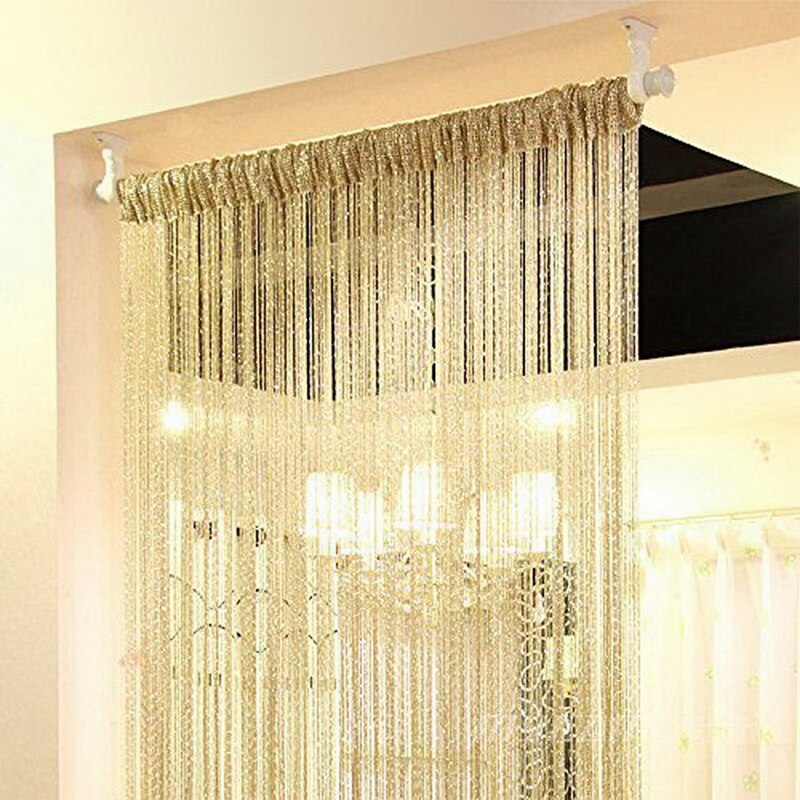 200x100cm moderne mignon ligne brillant gland chaîne porte rideau fenêtre salle diviseur rideau cantonnière décor à la maison: 2