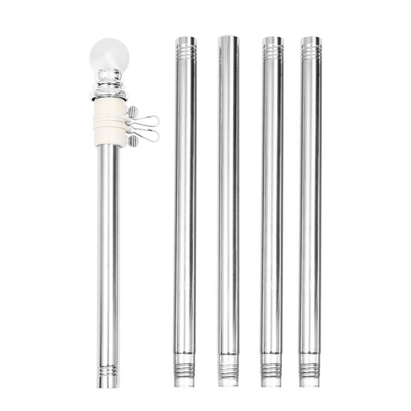 6 feet Flag Pole Kit Stainless Steel Wall Mount Flagpole with Rotating Flagpole Rings