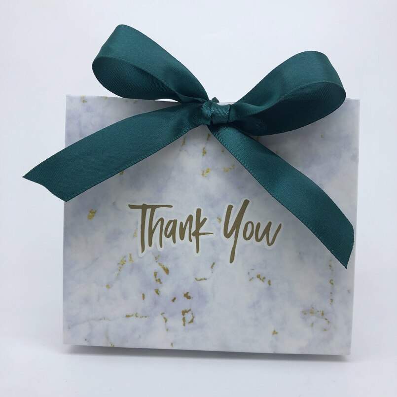 Boîte de sac à bonbons style marbre imprimé de remerciement, décoration pour faveur, fournitures de fête, coffrets pour faveurs de mariage: 100pcs / green