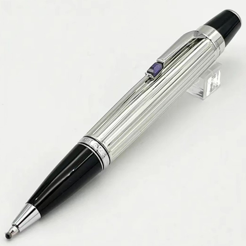 Edição limitada Bohemis Caneta esferográfica de resina preta Mini curta portátil para viagem, escritório, escola, escrita com número de série de gema