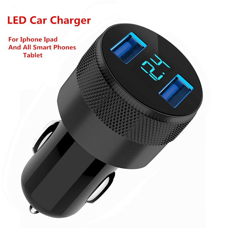 Dual USB Auto Ladegerät Universel LED-anzeige Auto-Ladegerät Schnelle Ladung Adapter Für Samsung Galaxis A51 A71 A91 A80 s20 S10 S9 Mi 10: Schwarz Ladegerät nur