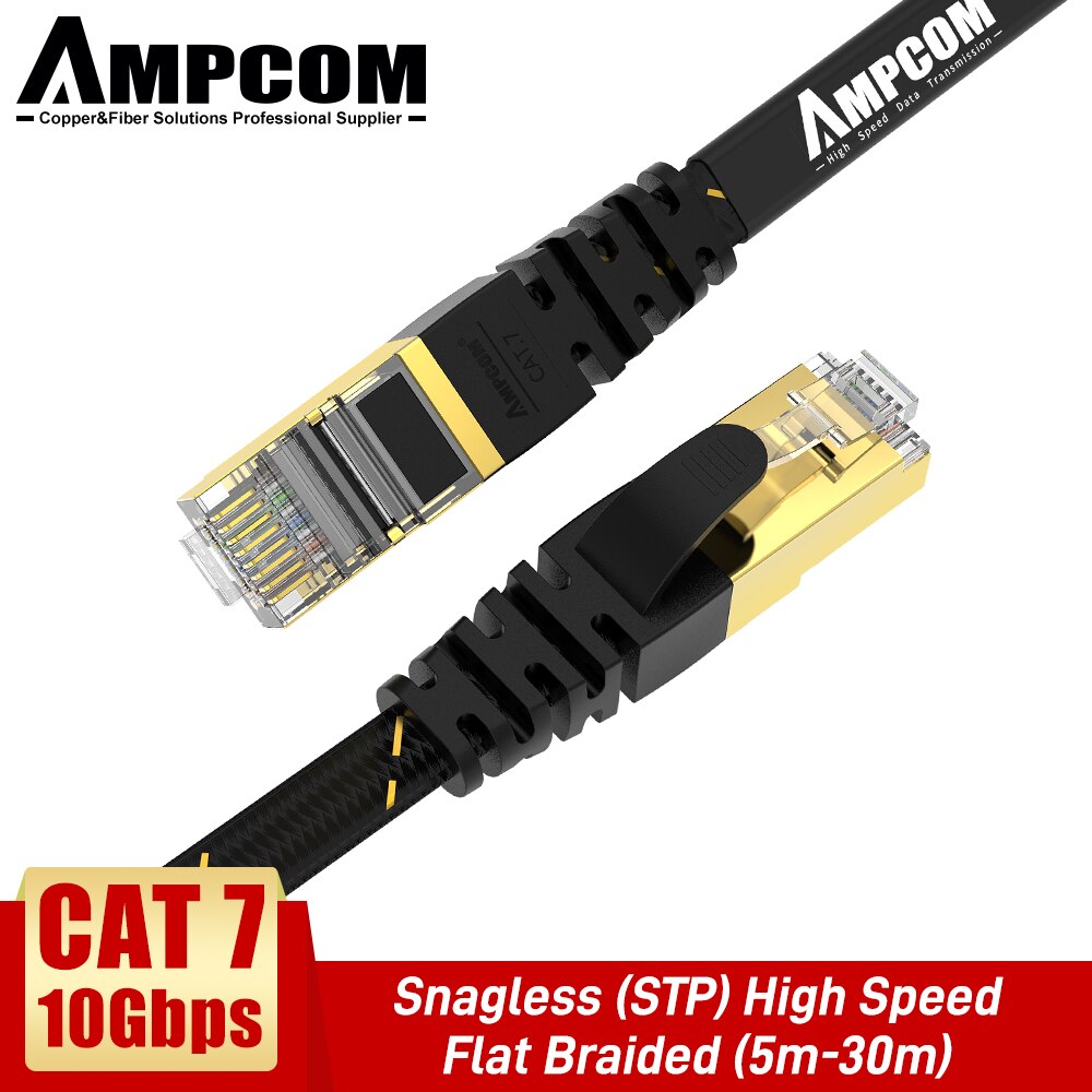 Ampcom Ethernet Kabel RJ45 Cat7 Lan Kabel [5-30 M] Stp Rj 45 Platte Netwerkkabel Patch cord Kabel Ethernet