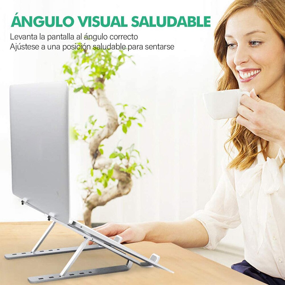 Update Laptop Stand Portable Multi-Angle Adjustable Foldable Anti-Slip Holder Riser Ventilated Aluminum Alloy Tablet Mount