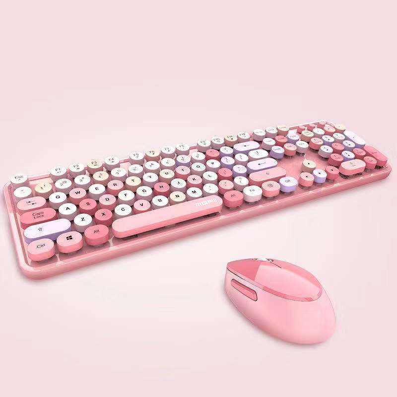Cool red color wireless keyboard mouse color punk keyboard office: Mixed Colour Powde