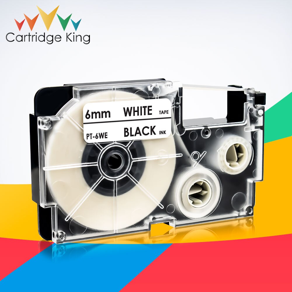 Compatibel Voor Casio XR-6WE Cassette Etikettering Tape Zwart Op Wit 6Mm * 8M Vervangen Casio KL-60 KL-120 KL-HD1 KL-P350W Label Maker