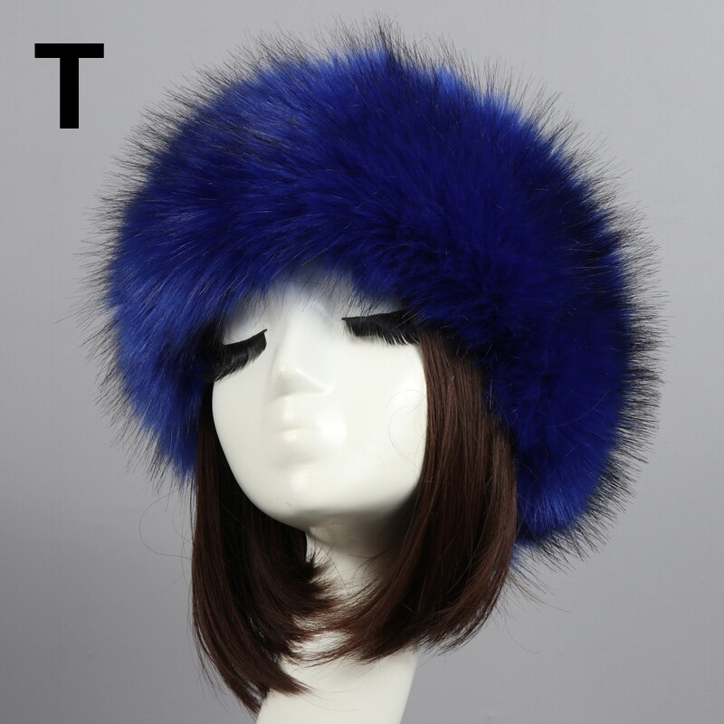 Man Women Fur Hats Tick Fuffy Warm Fox Fur Hat Headband Autumn Winter Russian Thick Hat: 18