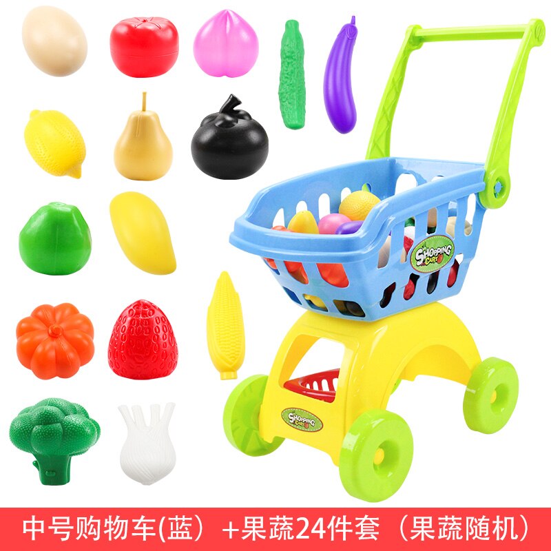 Cesta de compra de simulación, juguetes para juego de imitación, carrito de supermercado con comida, carrito de plástico vegetal, juguete para niñas, para niños