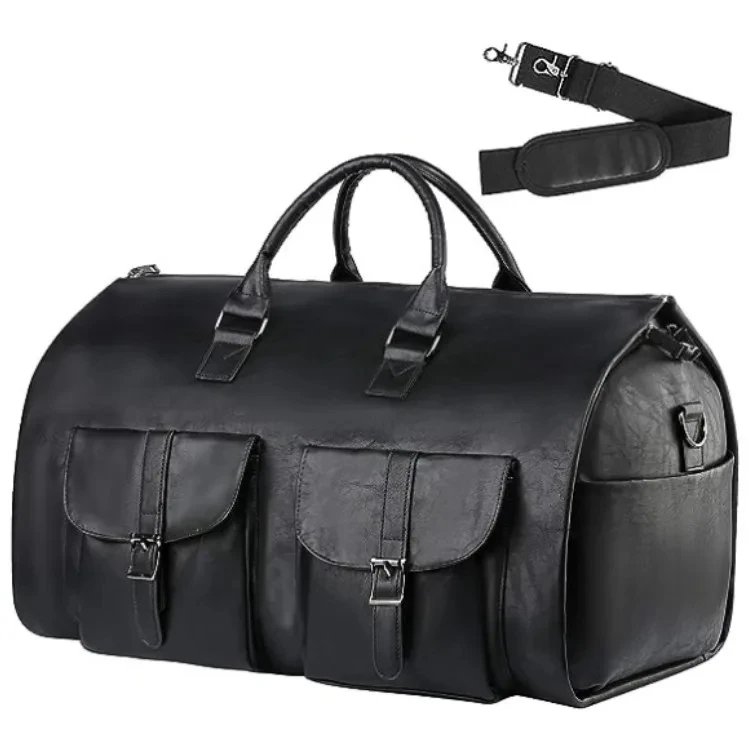Bolso de viaje plegable para mujer, práctico bolso de mano para ropa, bolso de lona grande de cuero PU, bolso de viaje de negocios para mujer: Marfíl