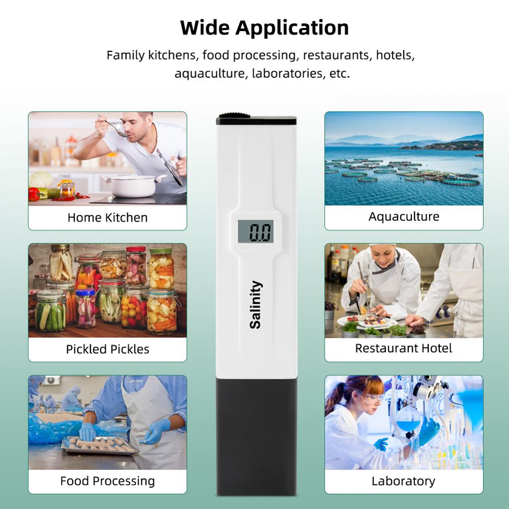 Portable Digital Salinity Meter 0~19.9‰ High Precision Salt Content Concentration Test Pen for Kitchen, Aquaculture, Laboratory