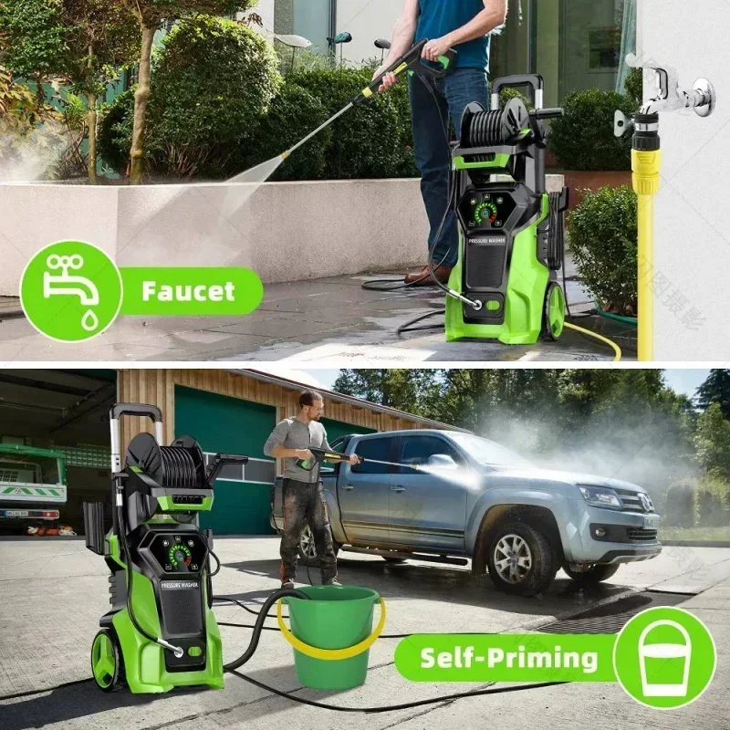 Lavadora a presión eléctrica 4800 PSI 3,2 GPM lavadora de alta potencia con 4 puntas diferentes, máquina limpiadora a presión de 1800W para coche, Patios