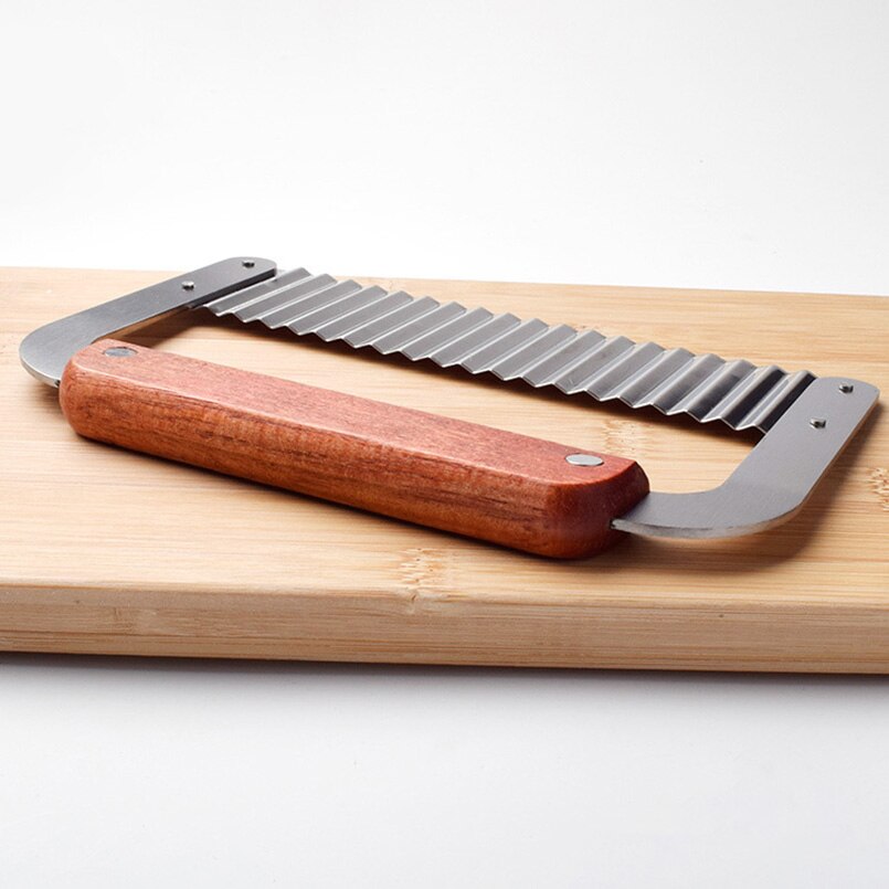 1PC French Fry Cutter Crinkle Potato Slicer Serrated Blade Stainless Steel Carrot Cucumber Handmade Wave Knife Noodles Chopper