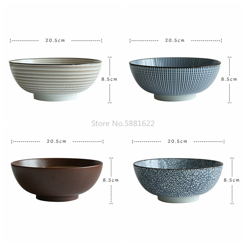 8 zoll Japanische Ramen Schüssel Keramik Nudel Schüssel Streifen Große Suppe Schüssel Restaurant Haushalt retro Schüssel Geschirr