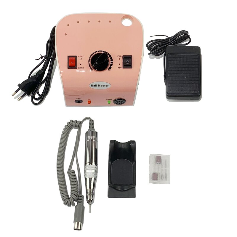 Electric File Nail Art Tool 65W Nail Drill Machine 35000RPM for Manicure Metal Handpiece Milling Cutter Manicure Pedicure Kit: 65W Pink