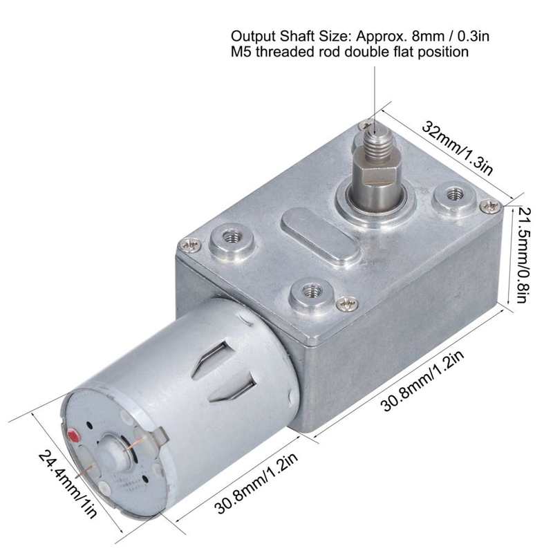 Worm Gear Motor Reduction Gearbox 8mm Shaft for Door Lock for Rotating Table for DIY Robot
