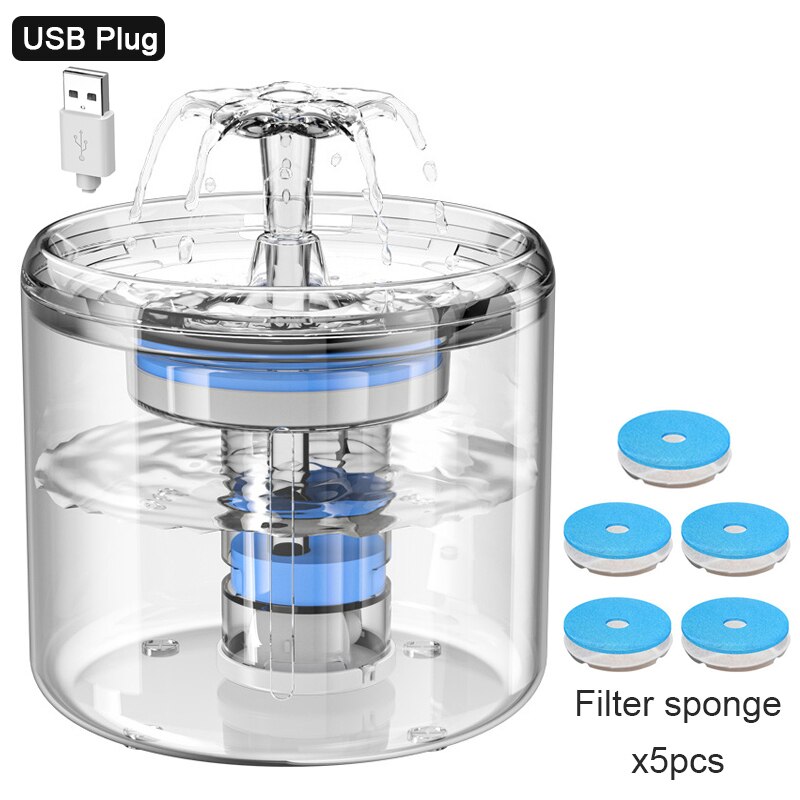 2L Katze Wasser Brunnen Filter Automatische Sensor Trinker Für Katzen Zubringer Haustier Wasser Spender LED Auto Trinken Brunnen Für Katzen: B-FilterX5