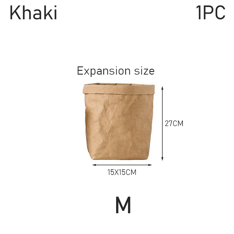 Washable Kraft Paper Refrigerator Storage Bag Desktop Organizer Office Kitchen Wardrobe Stationery Storage Pot Cover Storage Bag: MULTI