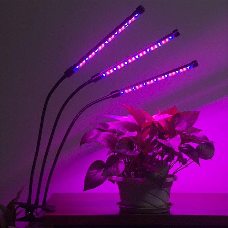 Planting lamp growth lamp holder timer lamp 27w plant growth lamp USB plug LED 3 head for indoor plant growth lighting