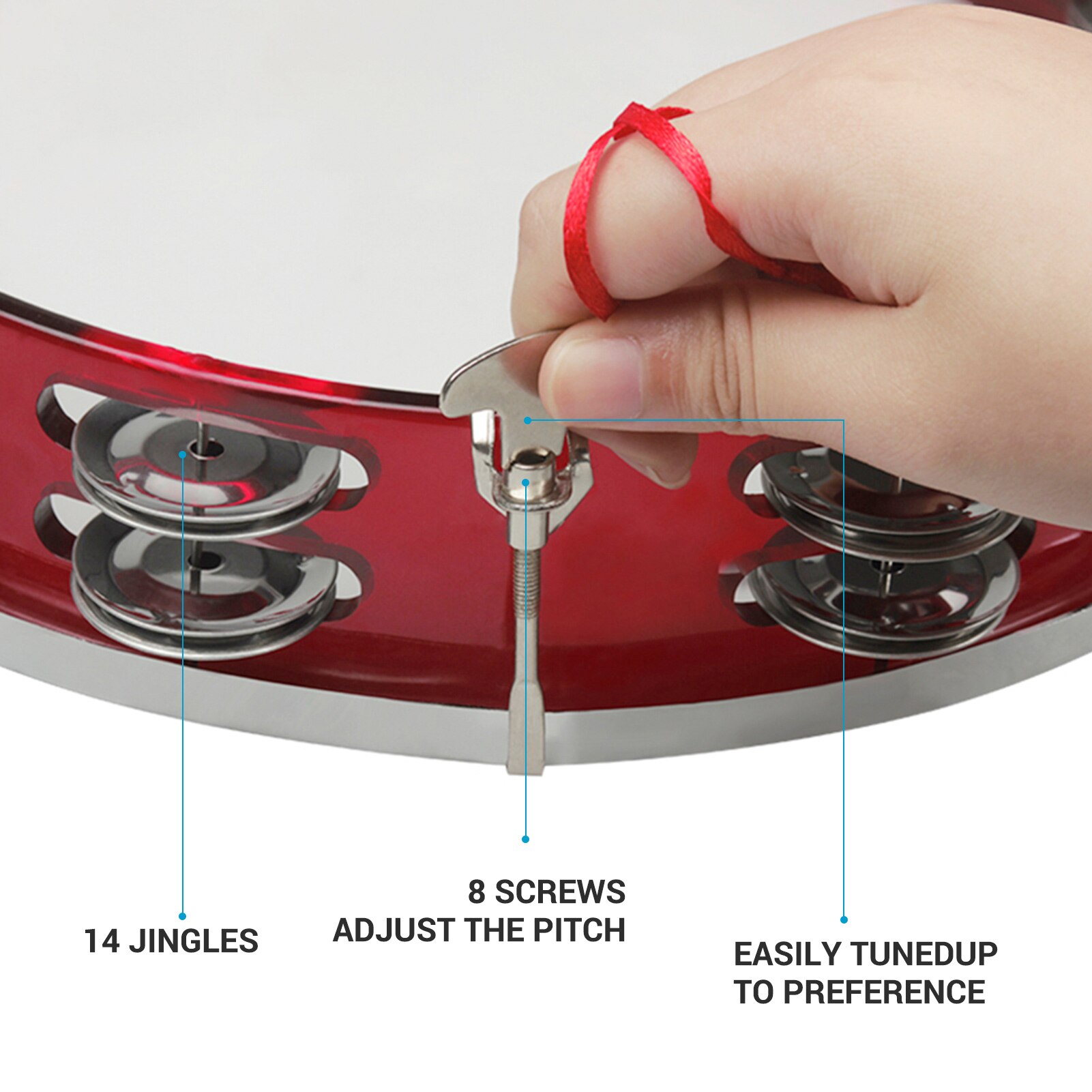 10 Polegada Handheld Tambourine Fileira Dobro Pandeiro Drum Set Instrumento de Percussão Instrumento Musical Brinquedo Educativo para Igreja
