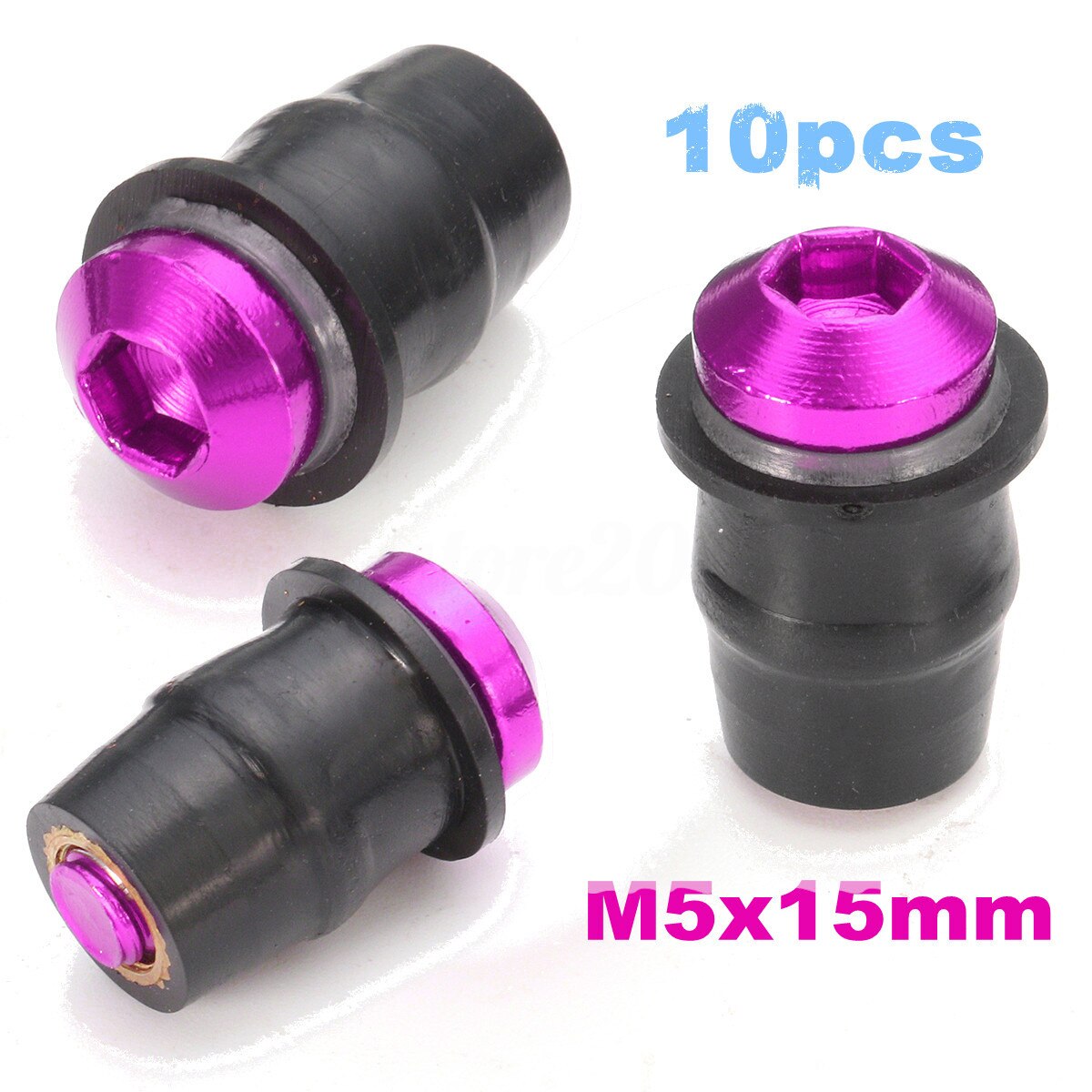 10 stuks motorfiets schroeven bouten voorruit moer rubber fiets voorruit kit set  m5 x 15mm kuip montage auto's: Fuchsia