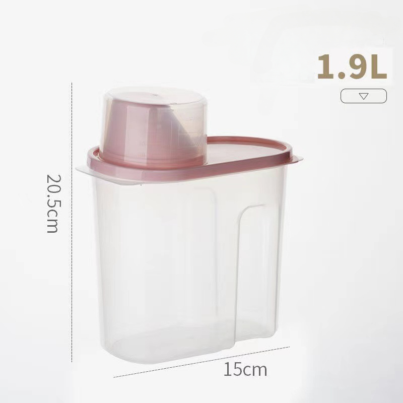 2.5/1.9l Plastic Voorraadtank Met Maatbeker Vochtbestendige Verzegelde Pot Accessoires Voor Dierbenodigdheden: Dark Gray