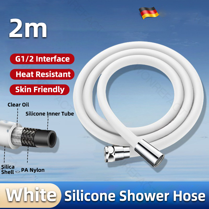 Extension de tuyau de douche Flexible Extra longue en Silicone, avec raccords en laiton, remplacement de Tube de douche, tuyau haute pression de 1.5m/ 2m: jaune clair