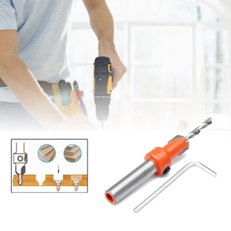 Ucheer 1 set hss timmer liten träbearbetning försänkt borrkrona set skruvskärare träverktyg för metall trälegering borr + skiftnyckel