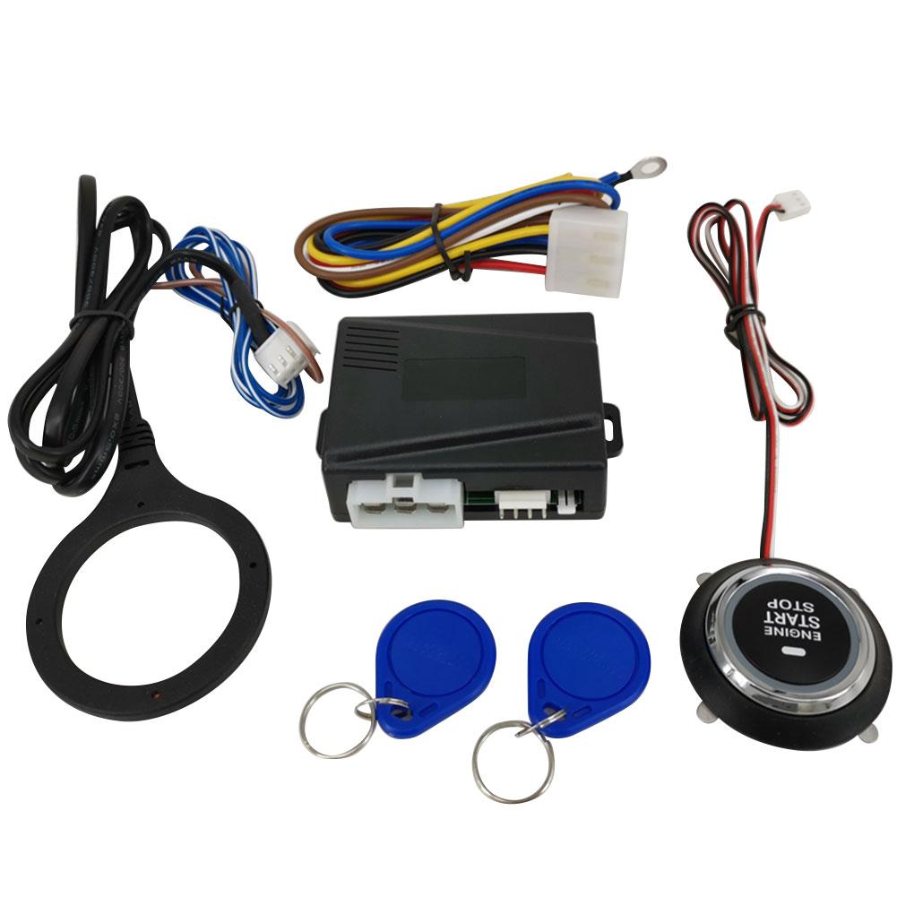 Key Less Start System Car With RFID Engine Lock Ignition System Starte 12V Anti-theft Automatically Locks Start Stop Push Butto