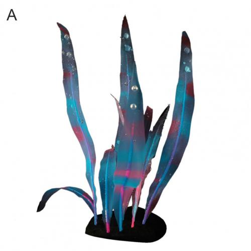 Simulação de silicone para aquário, planta marinha fluorescente de algas marinhas, enfeite colorido para aquário, decoração de aquário: A