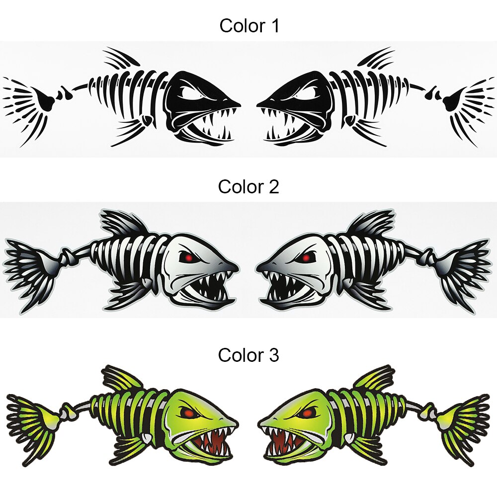 2 stykker fisketænder mund klistermærker skelet fisk klistermærker fiskerbåd kano kajak grafik tilbehør