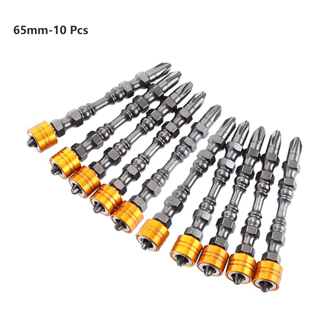 5/10 Stück PH2 magnetische Schraubendreher-Bits Kreuzschlitz 1/4 Zoll Sechskantschaft mit Magnetring für Elektroschrauber: Black