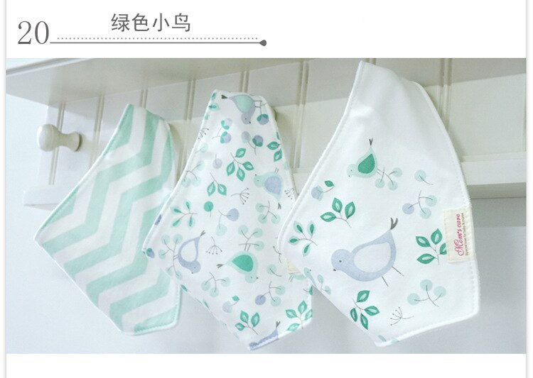 Baby Bib Triangle Towel Cotton Double Layer Three-piece Snap Bib 1 Set 3 Baby Girl Baby Baby Saliva Towel Bib k1