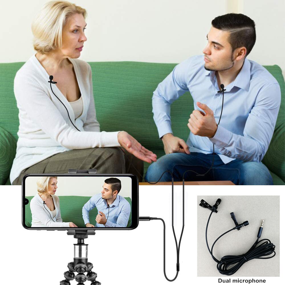 Professionnel Dual Mini Lavalier Microphone For Phone Laptop PC , lapel Microphone For Radio Smartphone Micro karaoke Microfono