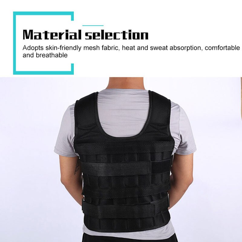 30KG Loading Weight Vest Fitness Boxing Gym Equipment Adjustable Waistcoat Jacket Gym Load Sand Clothing entrenamiento con peso