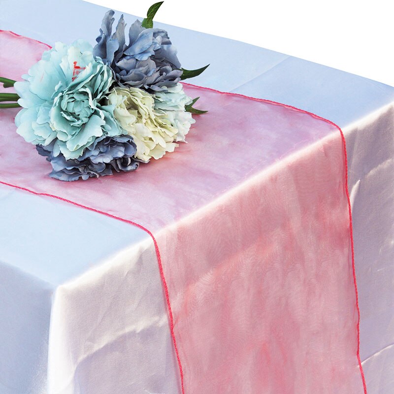 Organza Tisch Läufer Tischdecke Abdeckung Weiche schier Stoff Stuhl BöGen Beute Hochzeit 30*275CM Weihnachten Party Bankett tisch Dekor: dunkel Koralle
