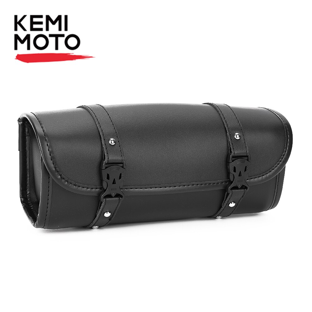 Motorcycle Saddlebag Travel Pack Retro Tools Bag Barrel Motorcycle Side Touring Bag Universal PU Leather Waterproof Saddle Bag