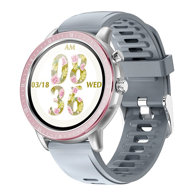 Smart Watch Women Full Touch Waterproof Multi-sports mode Pedometer Heart Rate Smartwatch Fitness Bracelet for Lady: Silicon Grey